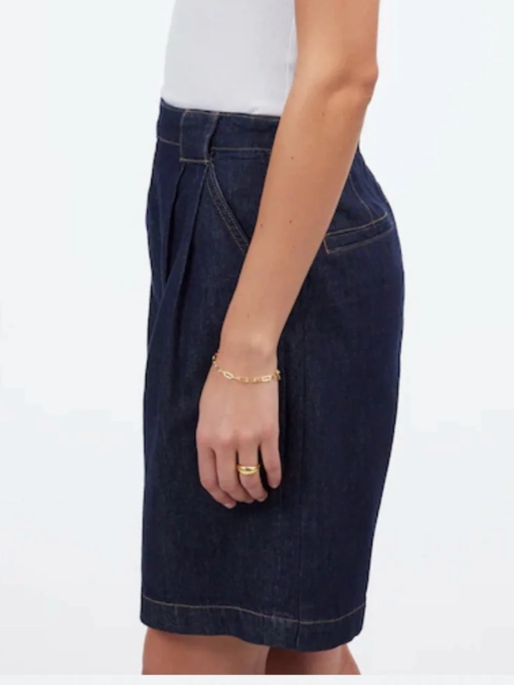 Madewell Pleated Denim Women Trouser Women Shorts - Essex Wash